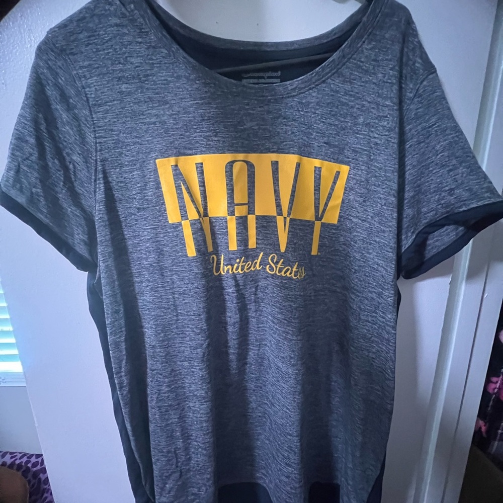 Champion Gray Short Sleeve Tee with Yellow NAVY Graphic